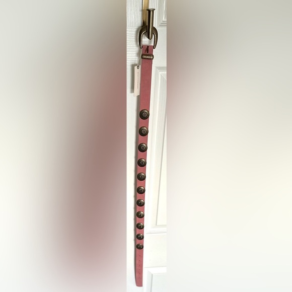 NWT Linea Pelle Suede Western Belt Pink Antique Coin Studded Rare Boho Luxe—S main image 12